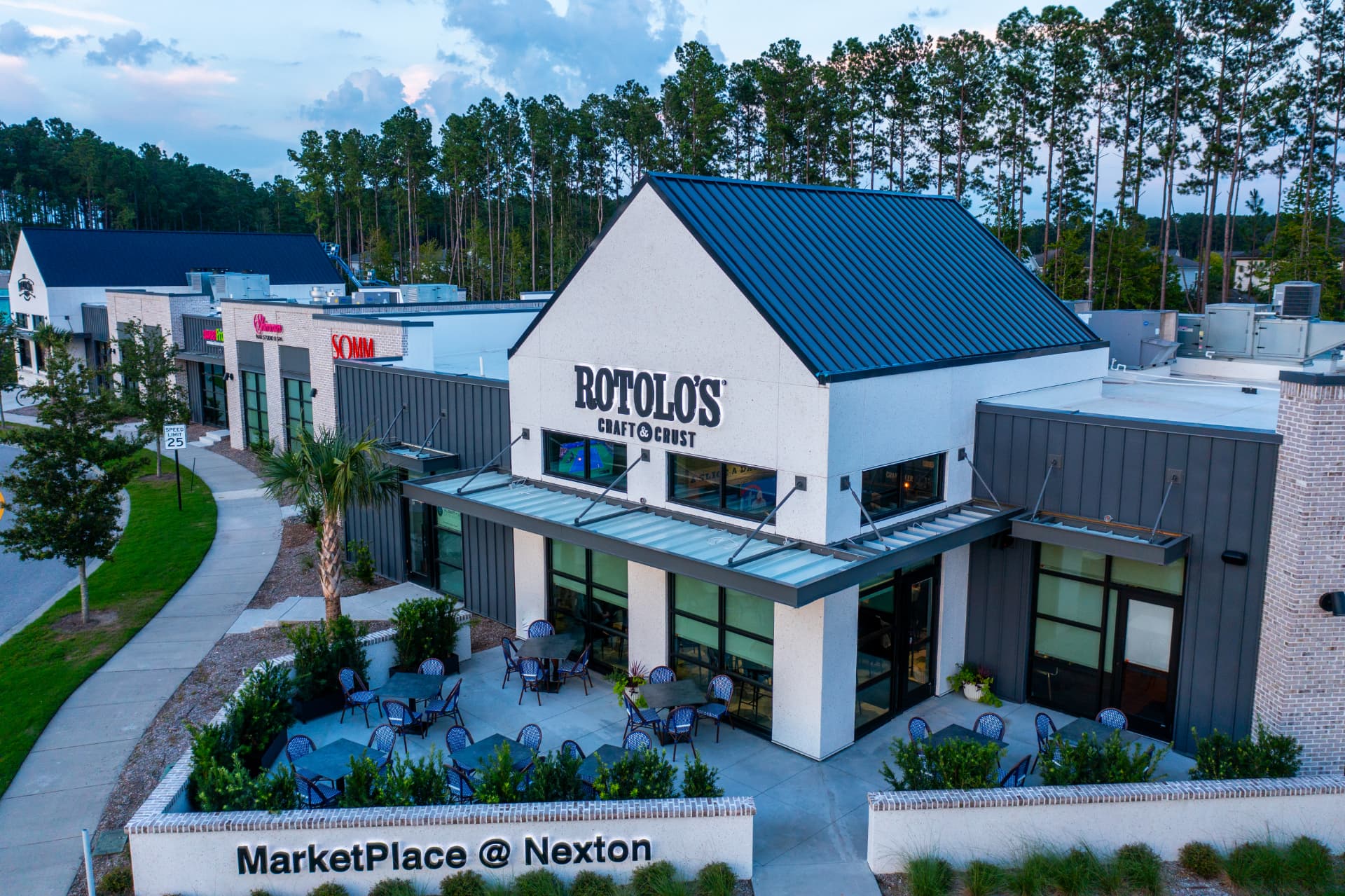 Aerial view of Marketplace at Nexton restaurants and shops