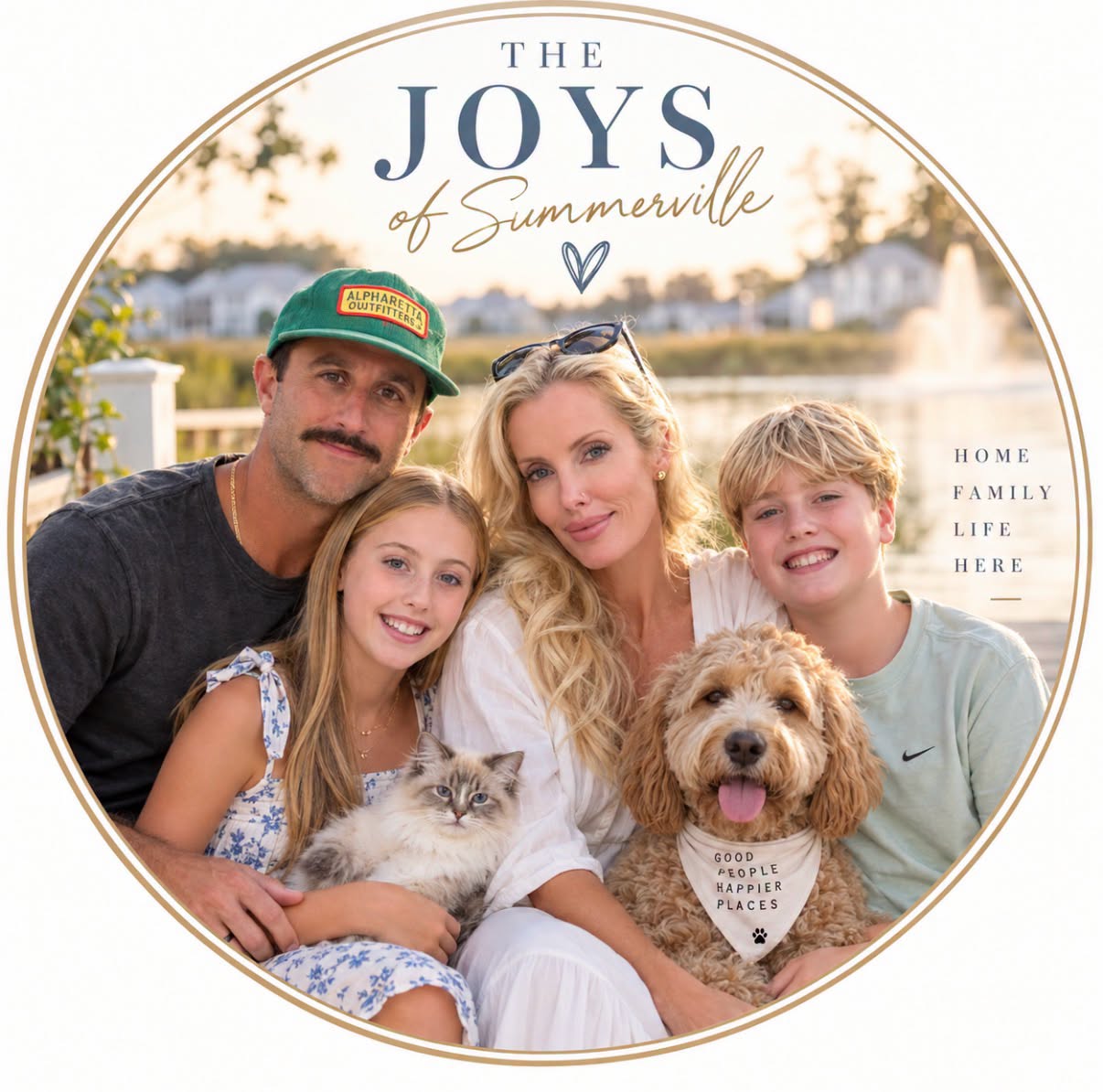 Erica Joy with her family and dog — The Joys of Summerville