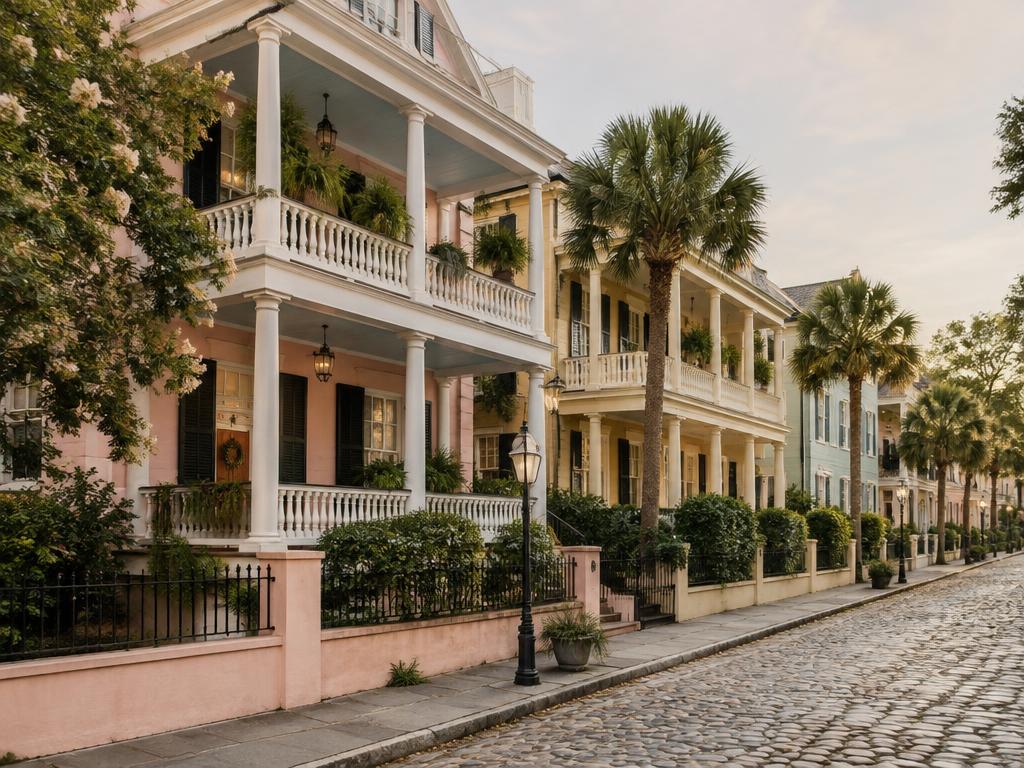 Lowcountry scene evoking Downtown Charleston